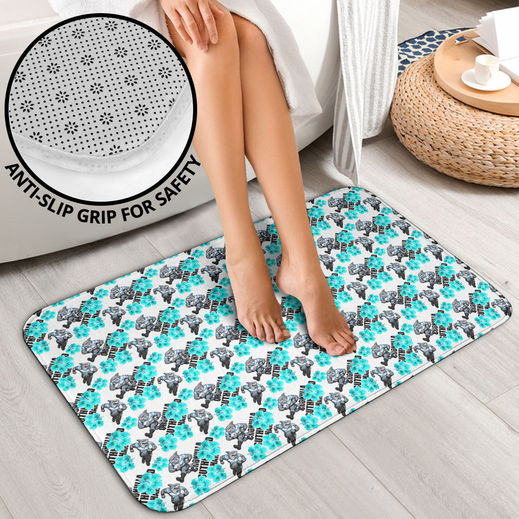 Cronulla-Sutherland Sharks Bathroom Set Tropical Hibiscus Floral Seamless Rugby Mascot