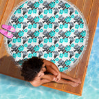 Cronulla-Sutherland Sharks Beach Blanket Tropical Hibiscus Floral Seamless Rugby Mascot