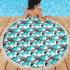 Cronulla-Sutherland Sharks Beach Blanket Tropical Hibiscus Floral Seamless Rugby Mascot