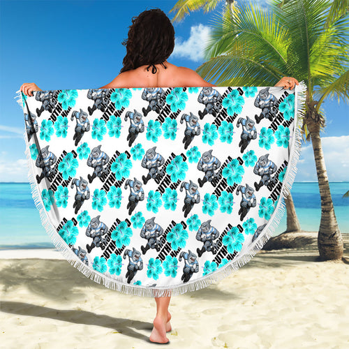 Cronulla-Sutherland Sharks Beach Blanket Tropical Hibiscus Floral Seamless Rugby Mascot