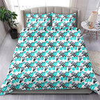 Cronulla-Sutherland Sharks Bedding Set Tropical Hibiscus Floral Seamless Rugby Mascot