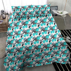 Cronulla-Sutherland Sharks Bedding Set Tropical Hibiscus Floral Seamless Rugby Mascot