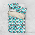 Cronulla-Sutherland Sharks Bedding Set Tropical Hibiscus Floral Seamless Rugby Mascot
