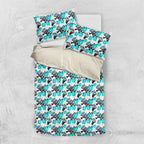 Cronulla-Sutherland Sharks Bedding Set Tropical Hibiscus Floral Seamless Rugby Mascot