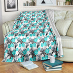 Cronulla-Sutherland Sharks Blanket Tropical Hibiscus Floral Seamless Rugby Mascot