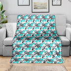 Cronulla-Sutherland Sharks Blanket Tropical Hibiscus Floral Seamless Rugby Mascot