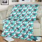 Cronulla-Sutherland Sharks Blanket Tropical Hibiscus Floral Seamless Rugby Mascot