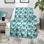 Cronulla-Sutherland Sharks Blanket Tropical Hibiscus Floral Seamless Rugby Mascot