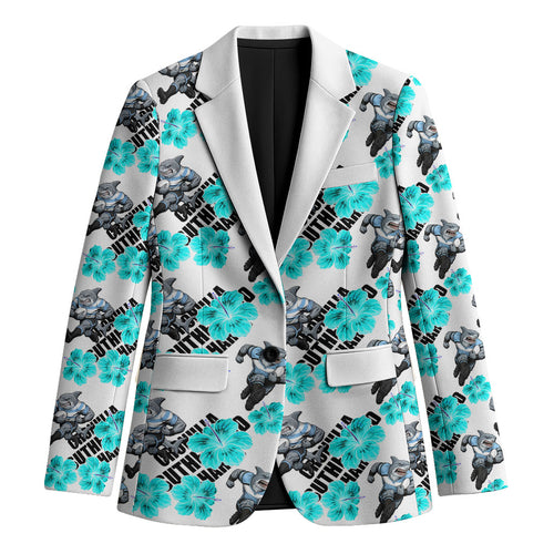 Cronulla-Sutherland Sharks Blazer Tropical Hibiscus Floral Seamless Rugby Mascot