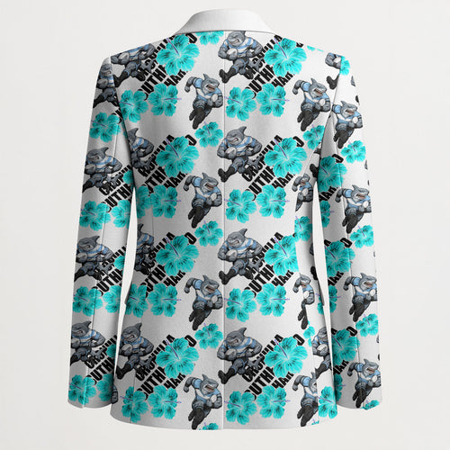 Cronulla-Sutherland Sharks Blazer Tropical Hibiscus Floral Seamless Rugby Mascot