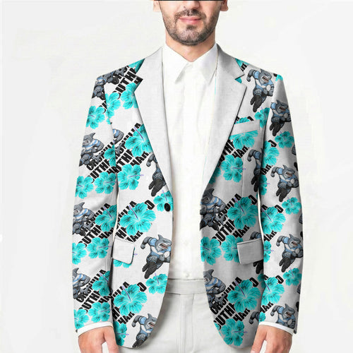 Cronulla-Sutherland Sharks Blazer Tropical Hibiscus Floral Seamless Rugby Mascot