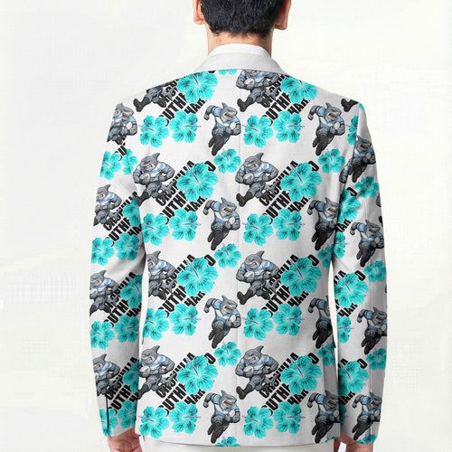 Cronulla-Sutherland Sharks Blazer Tropical Hibiscus Floral Seamless Rugby Mascot