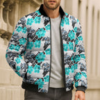 Cronulla-Sutherland Sharks Bomber Puffer Jacket Tropical Hibiscus Floral Seamless Rugby Mascot