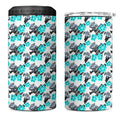 Cronulla-Sutherland Sharks 4 in 1 Can Cooler Tumbler Tropical Hibiscus Floral Seamless Rugby Mascot