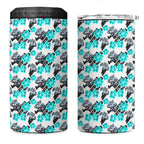 Cronulla-Sutherland Sharks 4 in 1 Can Cooler Tumbler Tropical Hibiscus Floral Seamless Rugby Mascot