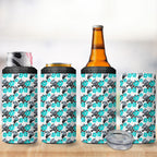 Cronulla-Sutherland Sharks 4 in 1 Can Cooler Tumbler Tropical Hibiscus Floral Seamless Rugby Mascot