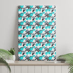 Cronulla-Sutherland Sharks Canvas Wall Art Tropical Hibiscus Floral Seamless Rugby Mascot
