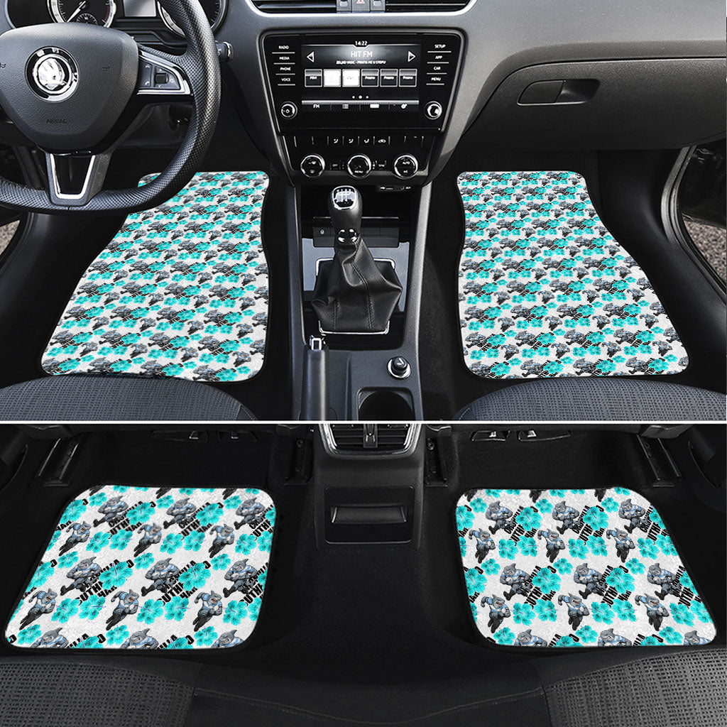 Cronulla-Sutherland Sharks Car Mats Tropical Hibiscus Floral Seamless Rugby Mascot