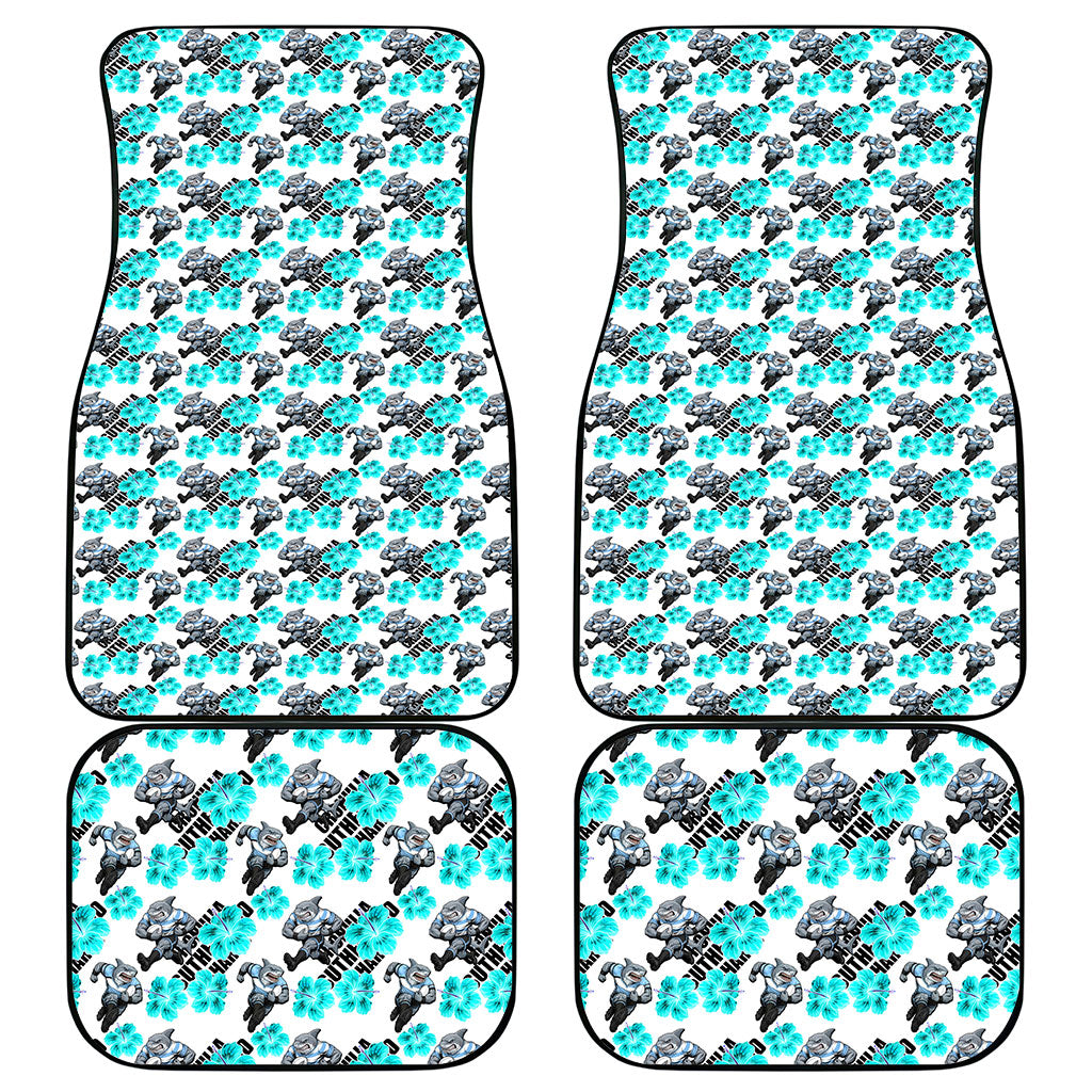 Cronulla-Sutherland Sharks Car Mats Tropical Hibiscus Floral Seamless Rugby Mascot