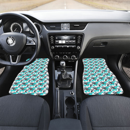 Cronulla-Sutherland Sharks Car Mats Tropical Hibiscus Floral Seamless Rugby Mascot