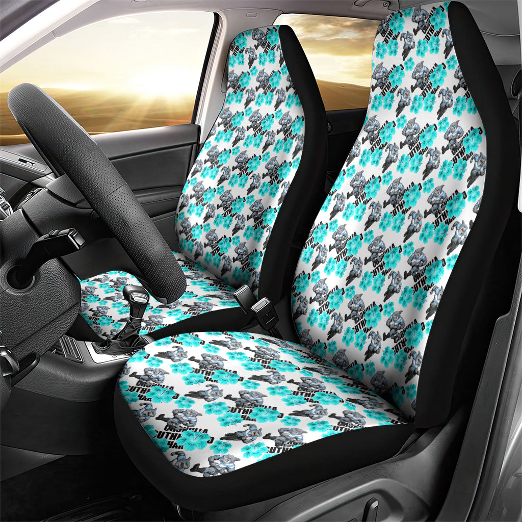 Cronulla-Sutherland Sharks Car Seat Cover Tropical Hibiscus Floral Seamless Rugby Mascot
