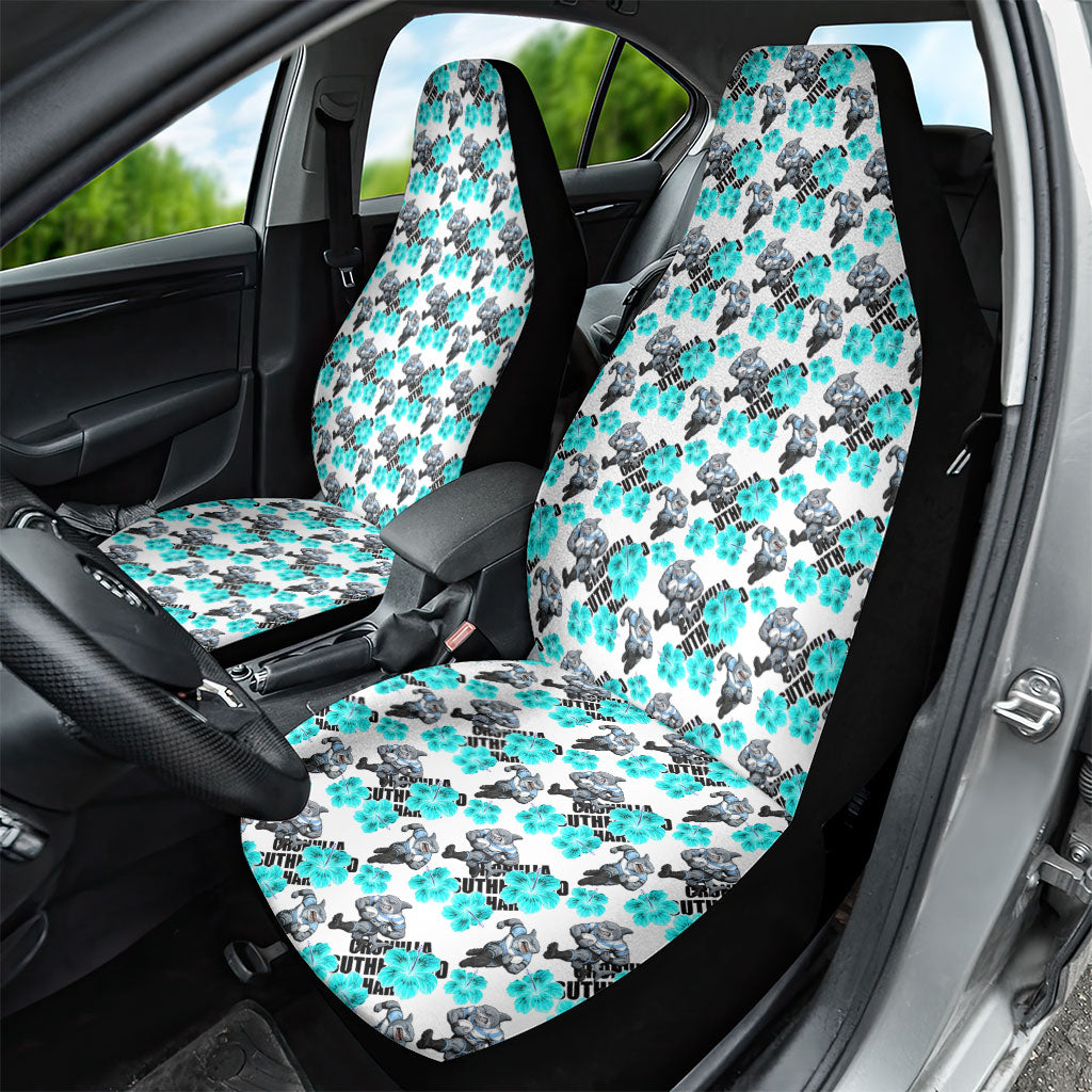 Cronulla-Sutherland Sharks Car Seat Cover Tropical Hibiscus Floral Seamless Rugby Mascot