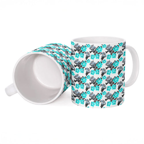 Cronulla-Sutherland Sharks Ceramic Mug Tropical Hibiscus Floral Seamless Rugby Mascot