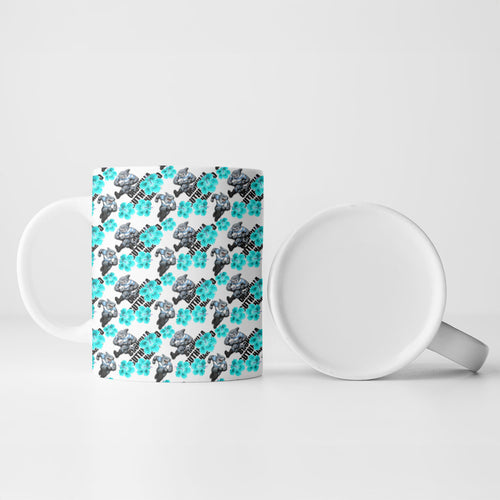 Cronulla-Sutherland Sharks Ceramic Mug Tropical Hibiscus Floral Seamless Rugby Mascot