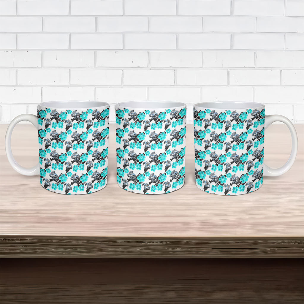 Cronulla-Sutherland Sharks Ceramic Mug Tropical Hibiscus Floral Seamless Rugby Mascot