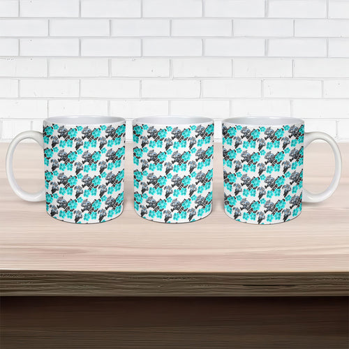 Cronulla-Sutherland Sharks Ceramic Mug Tropical Hibiscus Floral Seamless Rugby Mascot