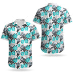 Cronulla-Sutherland Sharks Couples Matching Off Shoulder Maxi Dress and Hawaiian Shirt Tropical Hibiscus Floral Seamless Rugby Mascot