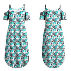 Cronulla-Sutherland Sharks Couples Matching Summer Maxi Dress and Long Sleeve Button Shirt Tropical Hibiscus Floral Seamless Rugby Mascot
