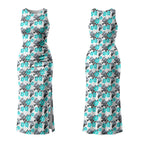 Cronulla-Sutherland Sharks Couples Matching Tank Maxi Dress and Hawaiian Shirt Tropical Hibiscus Floral Seamless Rugby Mascot