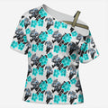 Cronulla-Sutherland Sharks Cross Shoulder Shirt Tropical Hibiscus Floral Seamless Rugby Mascot