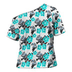 Cronulla-Sutherland Sharks Cross Shoulder Shirt Tropical Hibiscus Floral Seamless Rugby Mascot