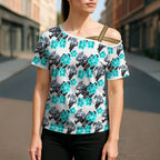 Cronulla-Sutherland Sharks Cross Shoulder Shirt Tropical Hibiscus Floral Seamless Rugby Mascot
