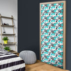 Cronulla-Sutherland Sharks Door Cover Tropical Hibiscus Floral Seamless Rugby Mascot