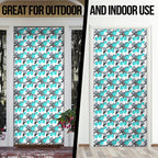 Cronulla-Sutherland Sharks Door Cover Tropical Hibiscus Floral Seamless Rugby Mascot