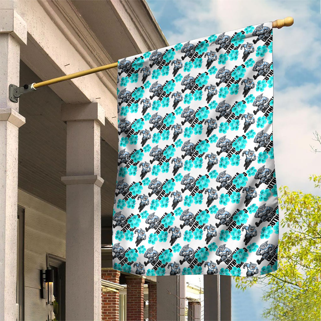 Cronulla-Sutherland Sharks Garden Flag Tropical Hibiscus Floral Seamless Rugby Mascot