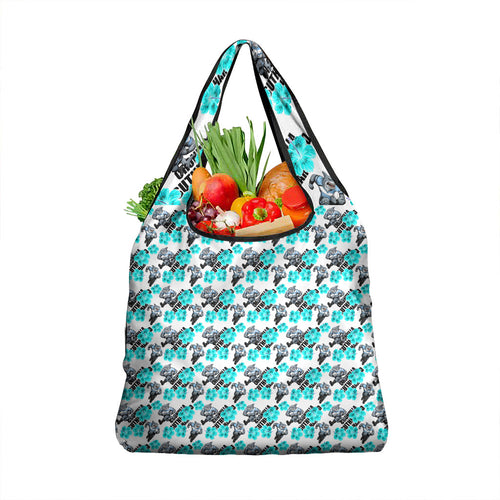 Cronulla-Sutherland Sharks Grocery Bag Tropical Hibiscus Floral Seamless Rugby Mascot