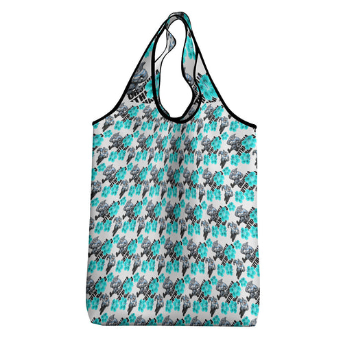 Cronulla-Sutherland Sharks Grocery Bag Tropical Hibiscus Floral Seamless Rugby Mascot