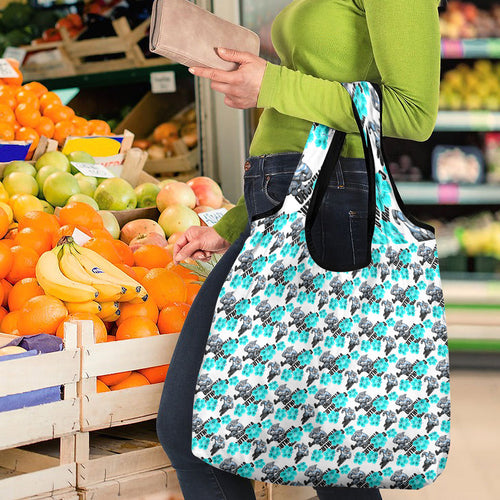 Cronulla-Sutherland Sharks Grocery Bag Tropical Hibiscus Floral Seamless Rugby Mascot