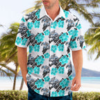 Cronulla-Sutherland Sharks Hawaiian Shirt Tropical Hibiscus Floral Seamless Rugby Mascot