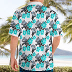 Cronulla-Sutherland Sharks Hawaiian Shirt Tropical Hibiscus Floral Seamless Rugby Mascot