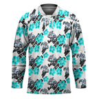 Cronulla-Sutherland Sharks Hockey Jersey Tropical Hibiscus Floral Seamless Rugby Mascot