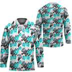 Cronulla-Sutherland Sharks Hockey Jersey Tropical Hibiscus Floral Seamless Rugby Mascot