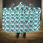 Cronulla-Sutherland Sharks Hooded Blanket Tropical Hibiscus Floral Seamless Rugby Mascot
