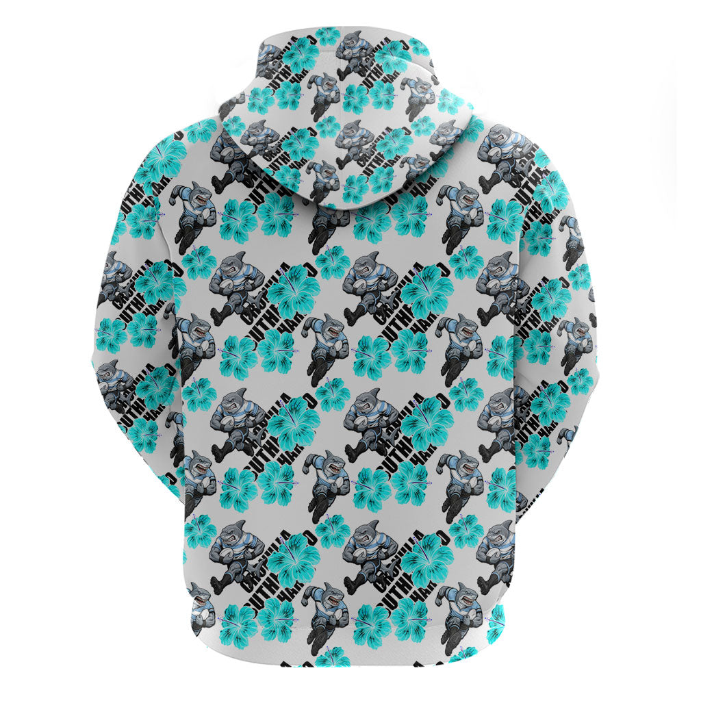 Cronulla-Sutherland Sharks Hoodie Tropical Hibiscus Floral Seamless Rugby Mascot
