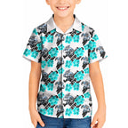 Cronulla-Sutherland Sharks Kid Hawaiian Shirt Tropical Hibiscus Floral Seamless Rugby Mascot