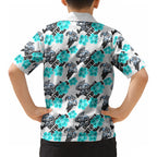Cronulla-Sutherland Sharks Kid Hawaiian Shirt Tropical Hibiscus Floral Seamless Rugby Mascot